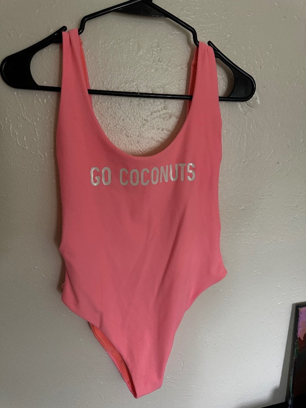 Aerie Womens M Pink Melon One Piece Swimsuit “Go Coconuts” Logo *See Note*